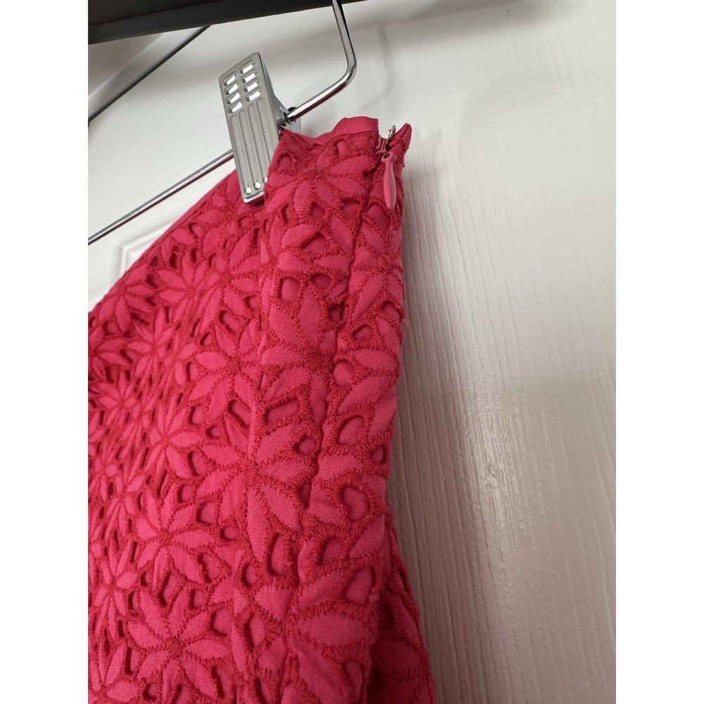 Ann Taylor Petites Pink Floral Eyelet Lace Pencil Skirt Silk Trim 12P EUC - Picture 4 of 10